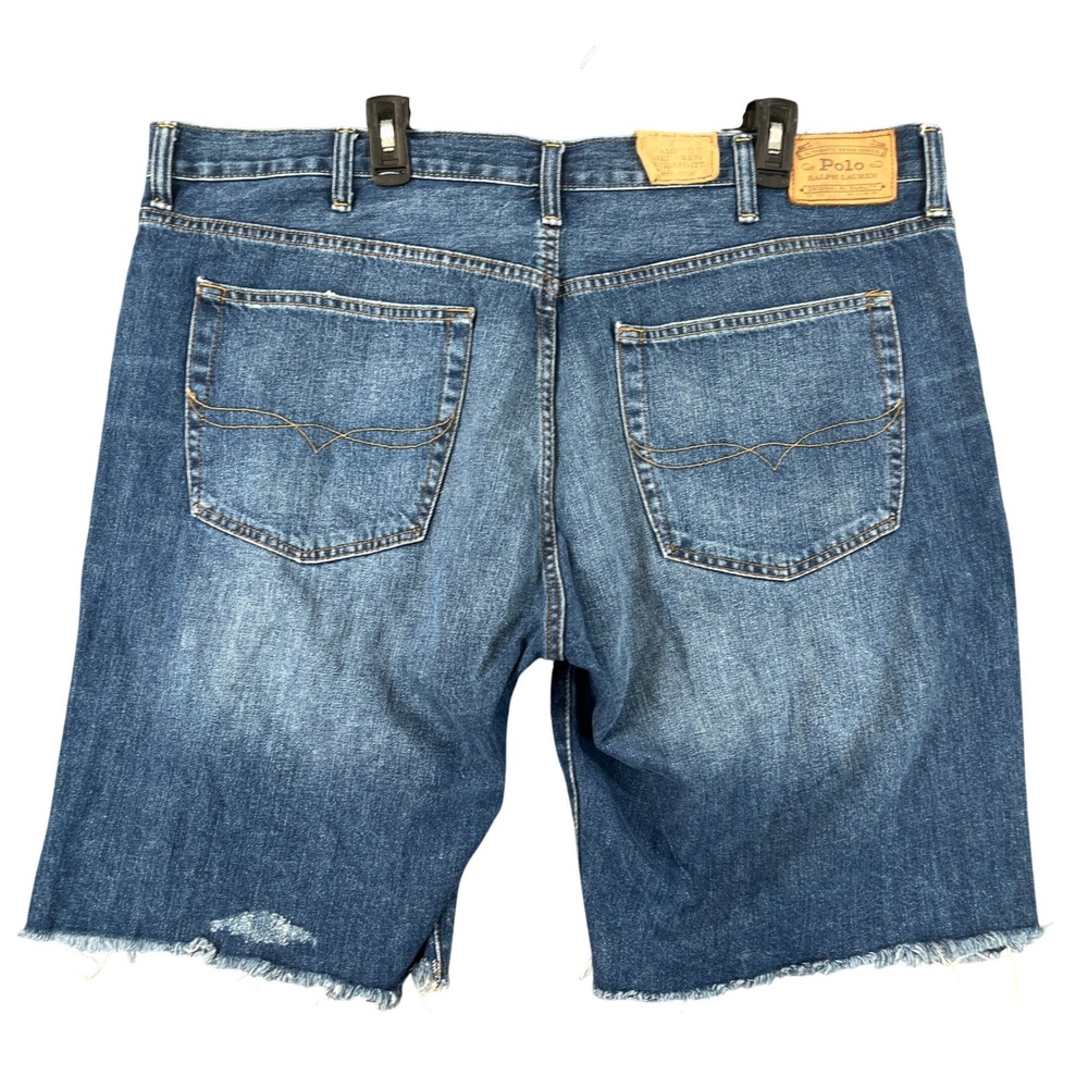 Polo Ralph Lauren Denim Shorts Mens 42 Raw Hem Distressed Casual Summer